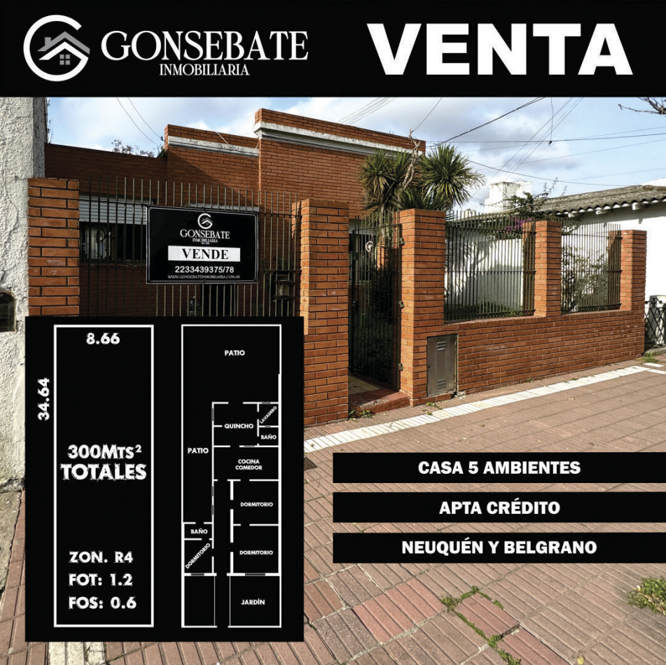 Oportunidad! Casa 5 ambientes con parque apta credito! 