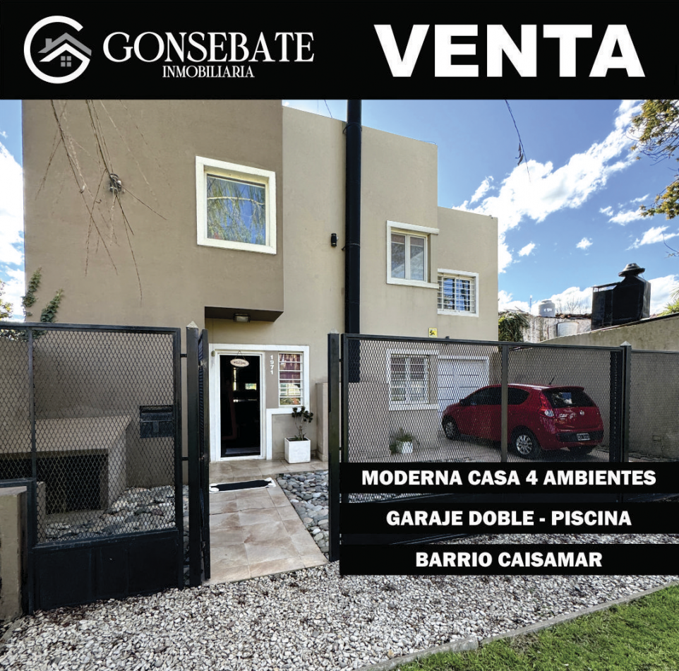 Moderna casa 4 ambientes con piscina y garaje. 