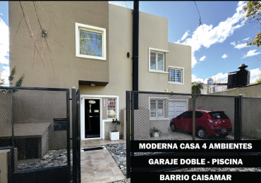 Moderna casa 4 ambientes con piscina y garaje. 